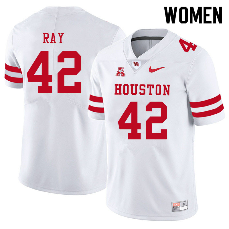 Women #42 Jackson Ray Houston Cougars College Football Jerseys Sale-White - Click Image to Close